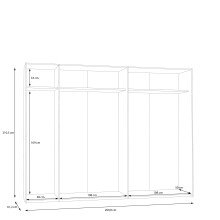 Schwebetürenschrank >NEKTARIUS< 3 Böden, 3 Stangen, Secret grey - 269,8x210,5x62,9cm (BxHxT)