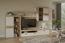 Wohnwand >ZUMBA< inkl. Beleuchtung, Artisan Eiche /...