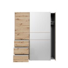 Schiebetürenschrank >WINN 2< 3 Schübe, 2 Stangen, Artisan Eiche Dekor - 170,3x200,5x61,2cm (BxHxT)