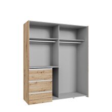 Schiebetürenschrank >WINN 2< 3 Schübe, 2 Stangen, Artisan Eiche Dekor - 170,3x200,5x61,2cm (BxHxT)