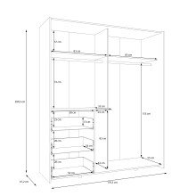 Schiebetürenschrank >WINN 2< 3 Schübe, 2 Stangen, Artisan Eiche Dekor - 170,3x200,5x61,2cm (BxHxT)