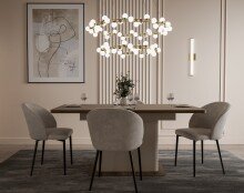 Kulissen-Esstisch >LACETTI< ausziehbar 200cm, Eiche Dekor / sandfarbig - 160/200x76,4x90cm (BxHxT)