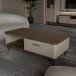 Couchtisch >LACETTI< Schublade, Valencia Eiche Dekor / sandfarbig  - 120x43,7x60 (BxHxT)