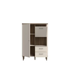 Highboard >LACETTI< in Valencia Eiche Dekor / sandfarbig - 100,1x142,9x41,2cm (BxHxT)