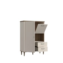 Highboard >LACETTI< in Valencia Eiche Dekor / sandfarbig - 100,1x142,9x41,2cm (BxHxT)