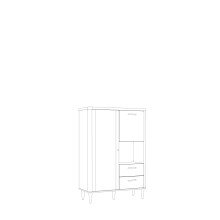 Highboard >LACETTI< in Valencia Eiche Dekor / sandfarbig - 100,1x142,9x41,2cm (BxHxT)
