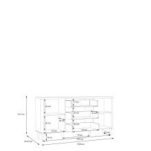 Sideboard >LACETTI< Valencia Eiche Dekor / sandfarbig - 179,8x91,7x41,2cm (BxHxT)