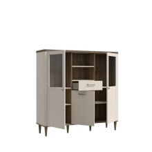 Highboard >LACETTI< in Valencia Eiche Dekor / sandfarbig - 144,8x142,9x41,2cm (BxHxT)