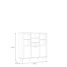Highboard >LACETTI< in Valencia Eiche Dekor / sandfarbig - 144,8x142,9x41,2cm (BxHxT)