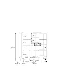 Highboard >LACETTI< in Valencia Eiche Dekor / sandfarbig - 144,8x142,9x41,2cm (BxHxT)