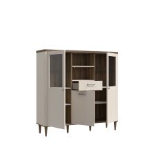 Highboard >LACETTI< in Valencia Eiche Dekor / sandfarbig - 144,8x142,9x41,2cm (BxHxT)