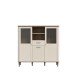 Highboard >LACETTI< in Valencia Eiche Dekor / sandfarbig - 144,8x142,9x41,2cm (BxHxT)