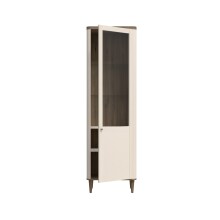 Stauraumvitrine >LACETTI< in Valencia Eiche Dekor / sandfarbig - 60,4x200,5x41,2 (BxHxT)