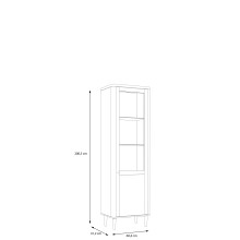 Stauraumvitrine >LACETTI< in Valencia Eiche Dekor / sandfarbig - 60,4x200,5x41,2 (BxHxT)
