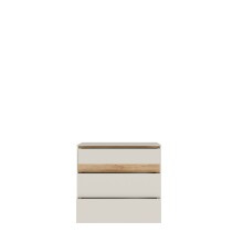 Schubkastenkommode >WEXLIN< 3 Schübe, sandfarbig / Mauvella Eiche Dekor - 96,3x84,1x50,2 (BxHxT)