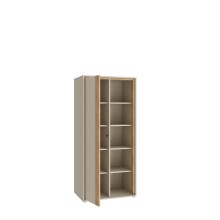 Hochschrank >WEXLIN< 8 Böden, sandfarbig / Mauvella Eiche Dekor - 76,3x164,9x50,2cm (BxHxT)