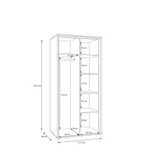 Drehtürenschrank >WEXLIN< 5 Böden, sandfarbig / Mauvella Eiche Dekor - 91,3x193,7x60cm (BxHxT)