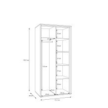 Drehtürenschrank >WEXLIN< 5 Böden, sandfarbig / Mauvella Eiche Dekor - 91,3x193,7x60cm (BxHxT)