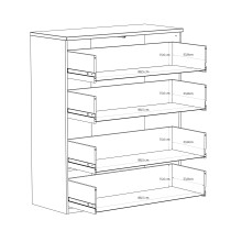 Schubkastenkommode >EDWAL< 4 Schübe, Sand / Mauvelle Eiche - 95,1x114,7x41,5cm (BxHxT)