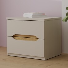 Nachtkommode >EDWAL< 2 Schübe, Sand / Mauvelle Eiche - 50,4x44,3x41,5cm (BxHxT)