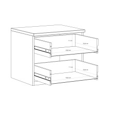 Nachtkommode >EDWAL< 2 Schübe, Sand / Mauvelle Eiche - 50,4x44,3x41,5cm (BxHxT)