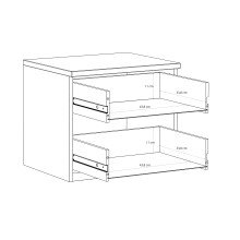 Nachtkommode >EDWAL< 2 Schübe, Sand / Mauvelle Eiche - 50,4x44,3x41,5cm (BxHxT)