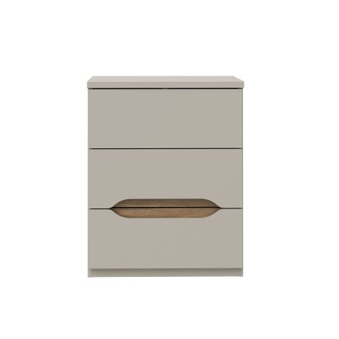 Nachtkommode >EDWAL< 3 Schübe, Sand / Mauvelle Eiche - 50,4x63,5x41,5cm (BxHxT)