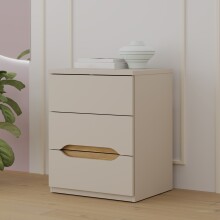 Nachtkommode >EDWAL< 3 Schübe, Sand / Mauvelle Eiche - 50,4x63,5x41,5cm (BxHxT)
