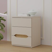 Nachtkommode >EDWAL< 3 Schübe, Sand / Mauvelle Eiche - 50,4x63,5x41,5cm (BxHxT)