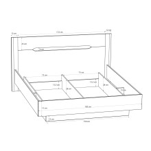 Stauraumbett >EDWAL< Lift-Lattenrost, sandfarbig / Eiche Dekor - 196,2x105,7x206,6cm BxHxT