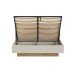 Stauraumbett >EDWAL< Lift-Lattenrost, sandfarbig / Eiche Dekor - 196,2x105,7x206,6cm BxHxT