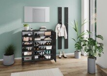 Schuhkommode >STANTON< 10 Böden, in Graphit - 113x108x37cm (BxHxT)