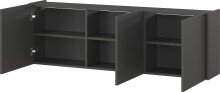 Hängeschrank >PIANA< 3 Türen,6 Fächer, Graphit - 138x45x25cm (BxHxT)