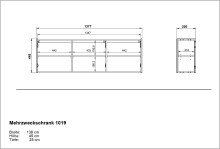 Hängeschrank >PIANA< 3 Türen,6 Fächer, Graphit - 138x45x25cm (BxHxT)