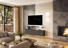 Hängeschrank >PIANA< 4 Türen, 8 Fächer, Graphit - 183x45x25cm (BxHxT)