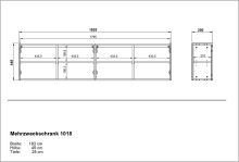 Hängeschrank >PIANA< 4 Türen, 8 Fächer, Graphit - 183x45x25cm (BxHxT)