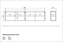 Hängeschrank >PIANA< 4 Türen, 8 Fächer, Graphit - 183x45x25cm (BxHxT)