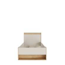 Stauraumbett >WEXLIN< in Sand / Mauvella Eiche Dekor - 100x96,3x210,8cm (BxHxT)