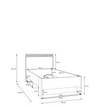 Stauraumbett >WEXLIN< in Sand / Mauvella Eiche Dekor - 100x96,3x210,8cm (BxHxT)