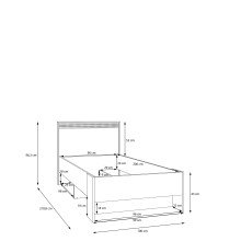 Stauraumbett >WEXLIN< in Sand / Mauvella Eiche Dekor - 100x96,3x210,8cm (BxHxT)