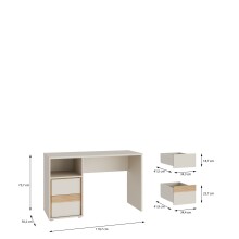 Schreibtisch >WEXLIN< 2 Schübe, Sand / Mauvella Eiche Dekor - 119,7x75,7x50,2cm (BxHxT)