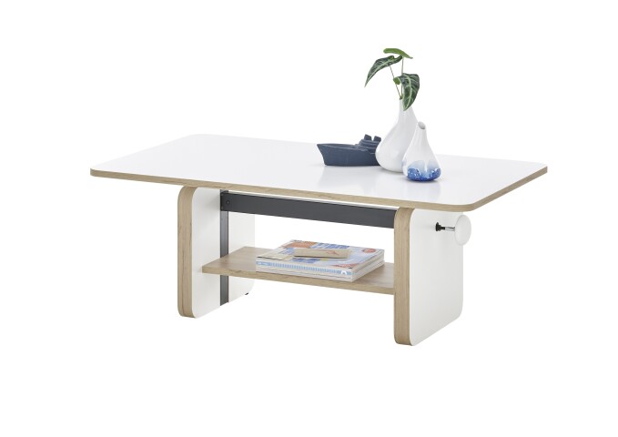 Couchtisch >Astana< höhenverstellbar, weiß, Artisan Eiche Dekor - 110x41/57x65cm (BxHxT)