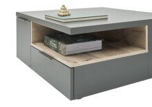 Couchtisch >Enna< 2 Schübe, dunkelgrau, Rima Oak, Span - 80x35x80cm (BxHxT)