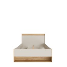 Stauraumbett >WEXLIN< in Sand / Mauvella Eiche Dekor - 130x96,3x210,8cm (BxHxT)