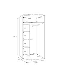 Eckkleiderschrank >WEXLIN< Sand/ Mauvella Eiche Dekor - 92,2x193,7x92,2cm (BxHxT)