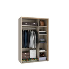 Drehtürenschrank >WEXLIN< 5 Böden, 1 Stange, Sand / Mauvella Eiche - 126,3x193,7x60cm (BxHxT)