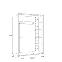 Drehtürenschrank >WEXLIN< 5 Böden, 1 Stange, Sand / Mauvella Eiche - 126,3x193,7x60cm (BxHxT)