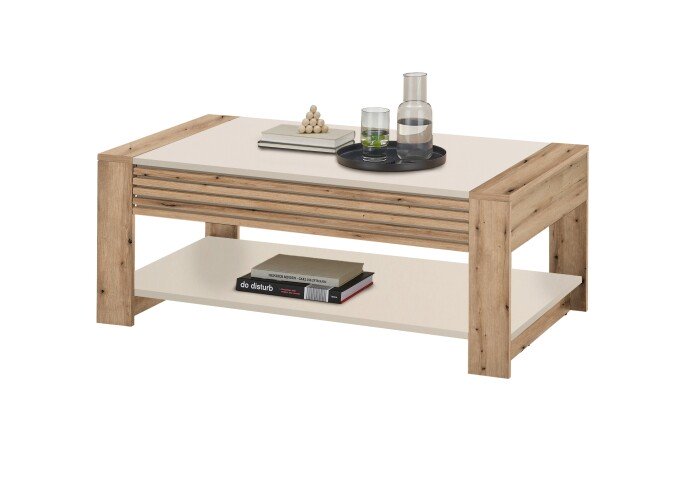 Couchtisch >Felipe< Schublade, Artisan Eiche Dekor, kaschmir - 108x42x60cm (BxHxT)