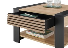 Couchtisch >Feli< Schublade, Artisan Eiche Dekor, schwarz - 70x42x70 (BxHxT)