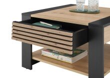 Couchtisch >Feli< Schublade, Artisan Eiche Dekor, schwarz - 70x42x70 (BxHxT)
